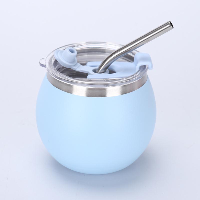 Popular 5oz Insulated Stainless Steel Mini Egg Cup with Straw - Portable Travel Accessory for Milk Tea