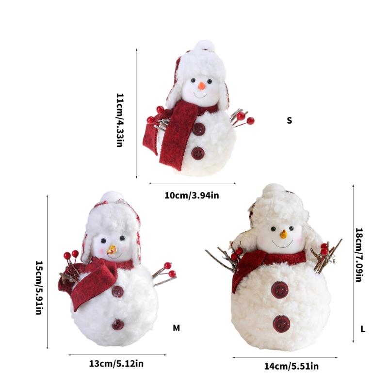 Cartoon Scarf and Hat Snowman Figurine Plush Toy Cartoon Festival Snowman Stuffed Dolls Winter Christmas Desktop Decors