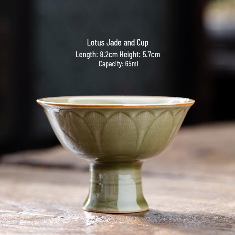 Miyi Yue Celadon Small Cup: Secret Color Glaze Porcelain Gongfu Tea Set Tasting Cup