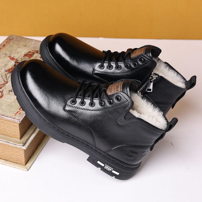 2025 autumn new Martin boots men's trendy men's boots leather British style tooling boots thick-soled high-top locomotive boots men's