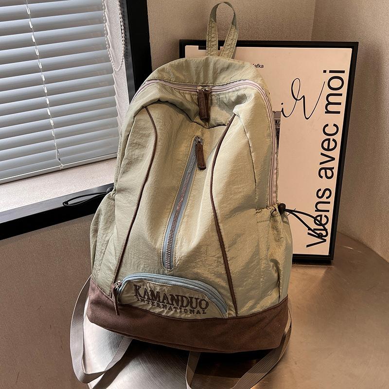 

Большая вместительная сумка 2024 года, новый нейлоновый рюкзак высокого класса для женщин, студентов старших классов, школьный рюкзак, повседневный рюкзак зелёный