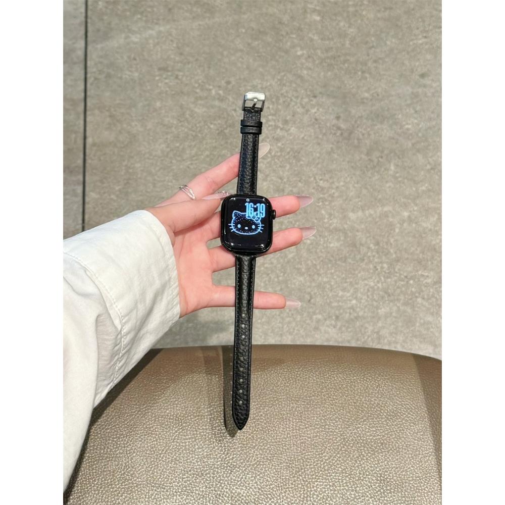 

Slim Leather Strap for Apple Watch Band 44mm 38mm 41mm 49mm 45 Mm Wrist Women Bracelet IWatch Serie 11 10 9 8 7 6 5 4 SE Ultra 2 3 38/40/41/42S10 чёрный