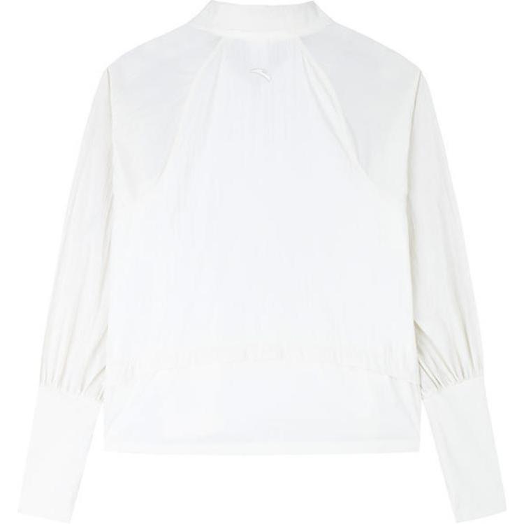 Anta Comfortable Casual Sports Letter Polo Neck Simple Long Sleeve Windbreaker Women Outerwear Paper-White 162433604-1