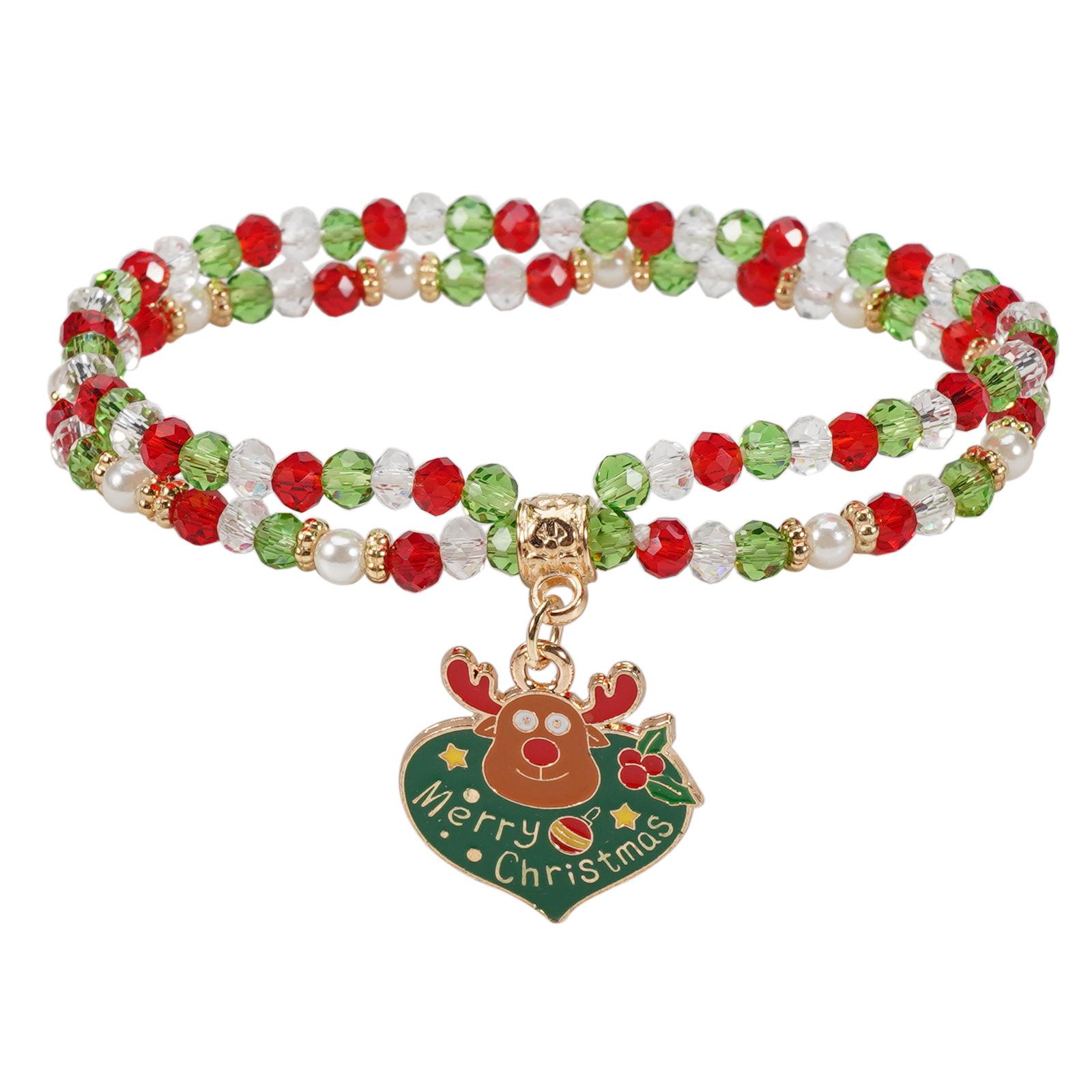 New Christmas Bracelet Snowman Snowflake Tree Santa Claus Deer Hat Pendant Party Vacation