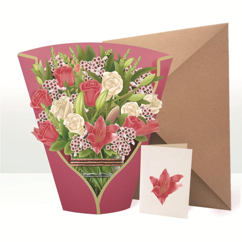 3D Pop Up Flower Greeting Card Creative Mother's Day Paper Multi-Style Thank You Postcard for Valentines Day Birthday Gift