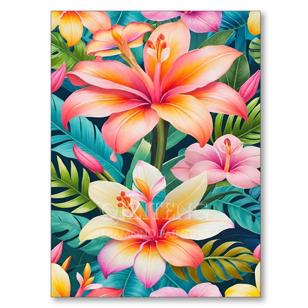 Vibrant Floral Diamond Painting Full Square Round Diamond Mosaic Embroidery Cross Stitch Kit DIY Home Decor Art Craft Gift