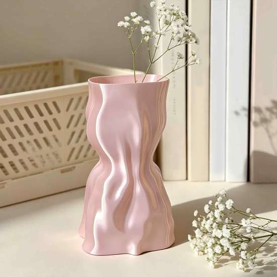 Bedroom Aesthetic Decor 3D Printed Flower Vase, Modern Minimalist Vase for Living Room Sophisticated Home Accessories Decor, Creative Floral
