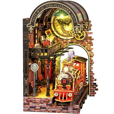 Moin moin Puppenhaus Miniatur DIY-Bausatz Einfache Magische Bahnhof und Dampf Märchen Fantasy Entspannend 3D Holz Erwachsenen Zubehör LED-Licht 2601dh481
