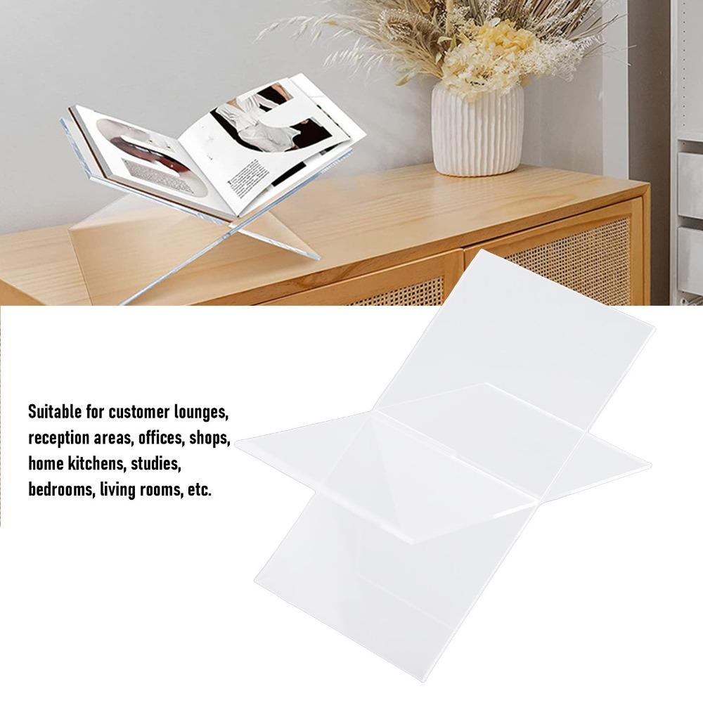 1set Portable Size Acrylic Book Stand Clear Acrylic Material Desktop Reading Rack  Office Display
