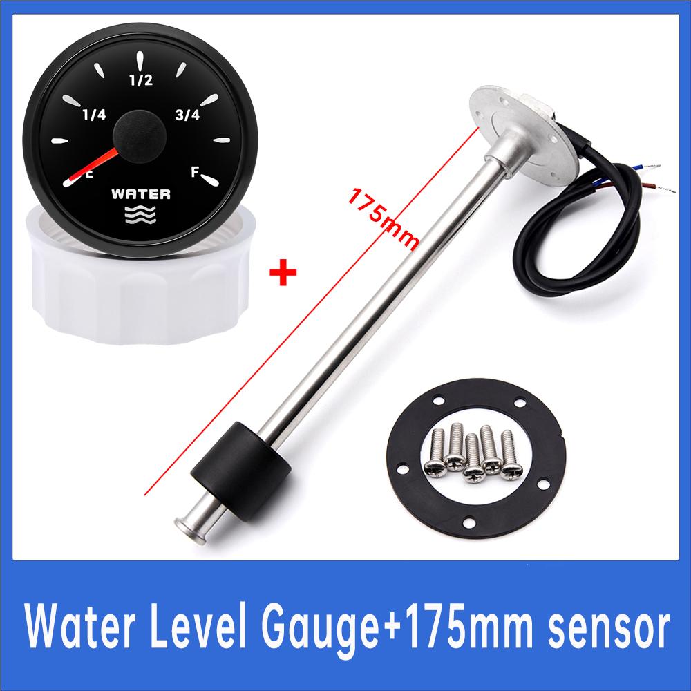 52mm 0-190ohm Water Level Gauge 7 Color Backlight and 100mm-500mm Water Level Indicator Fit for Car Boat Marine 12V 24V