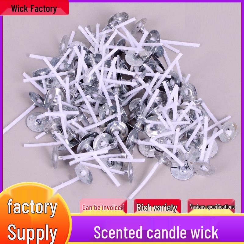 50-Piece Pack of Tightly Woven Candle Wicks with Galvanized Base, Sized 2.6-20cm and Wax Core for Ghee Lamps