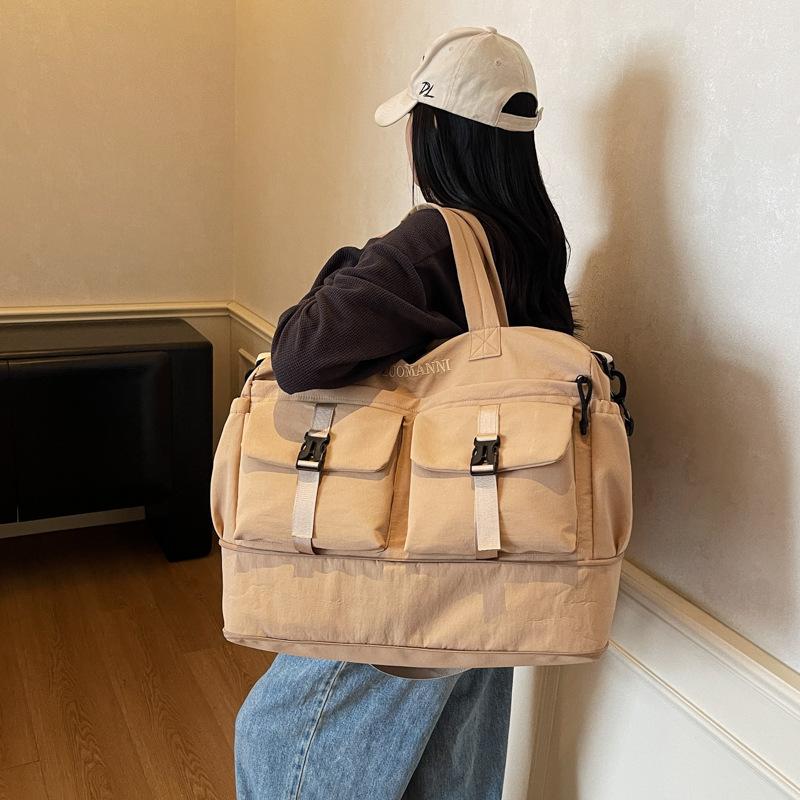 Expandable leisure travel bag, large capacity, simple and lightweight yoga fitness bag, multi-pocket handbag for short trips