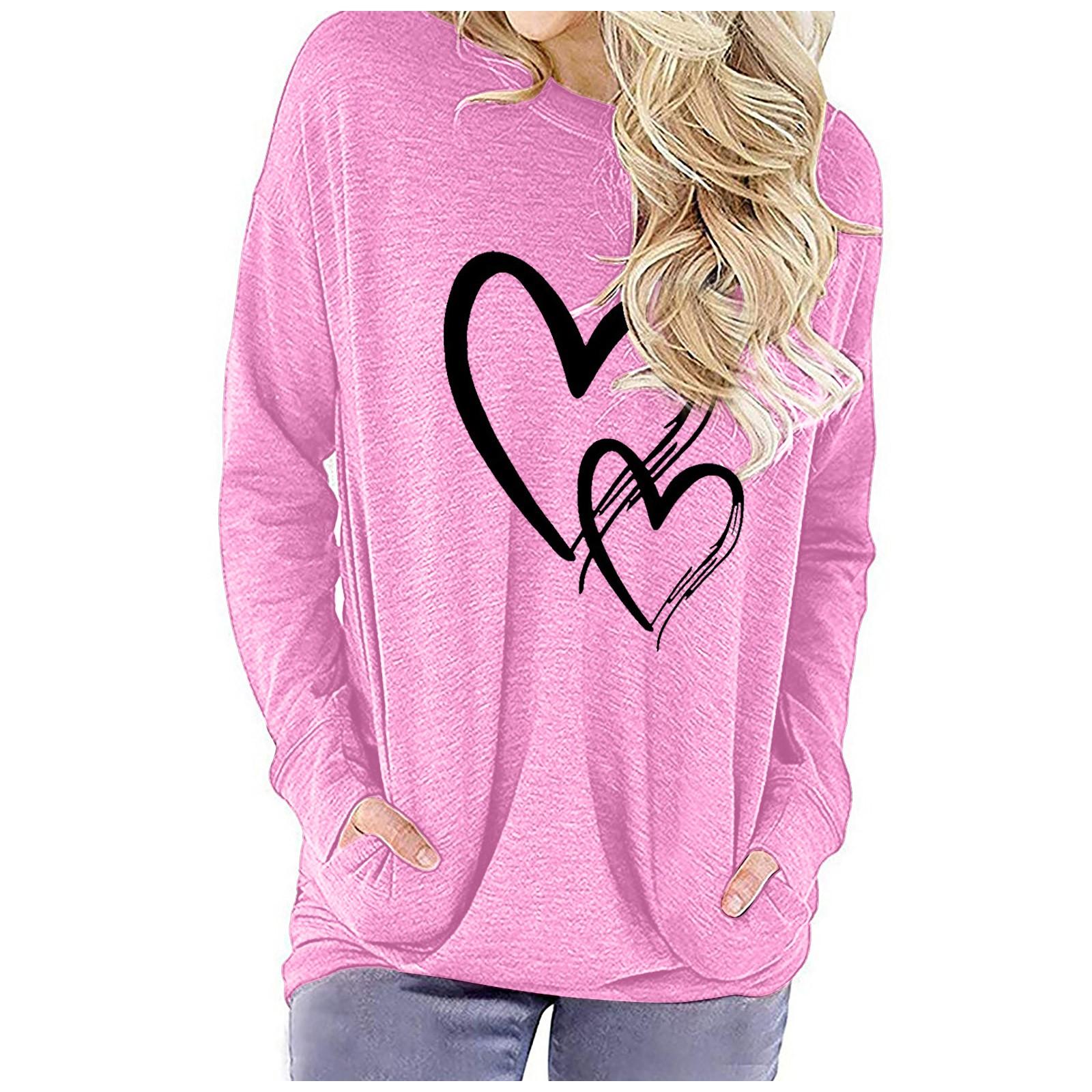 Женский повседневный пуловер с длинными рукавами контрастного цвета, толстовка XL розовый