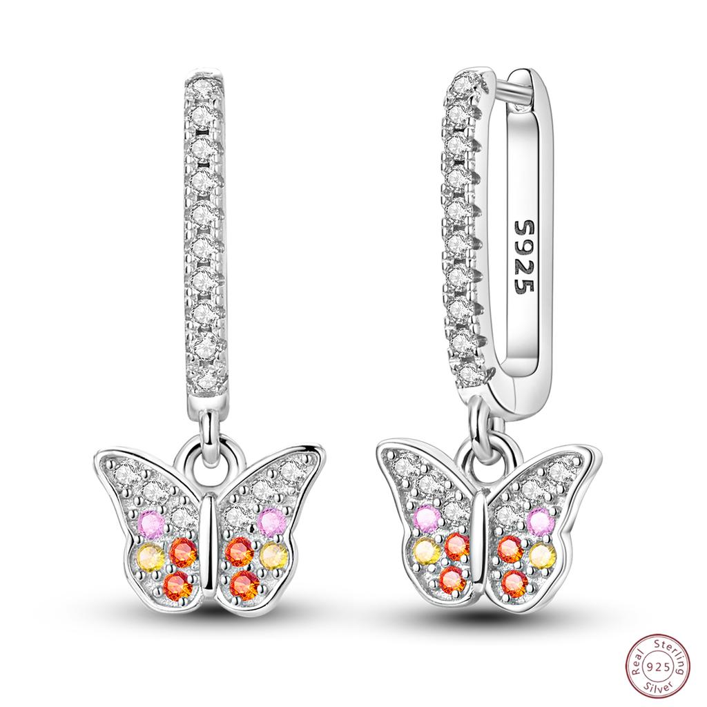 Sweet 925 Silver Ladybug Butterfly Dragonfly Iris Flower Design Earrings Fit Wedding Parties Exquisite Jewelry