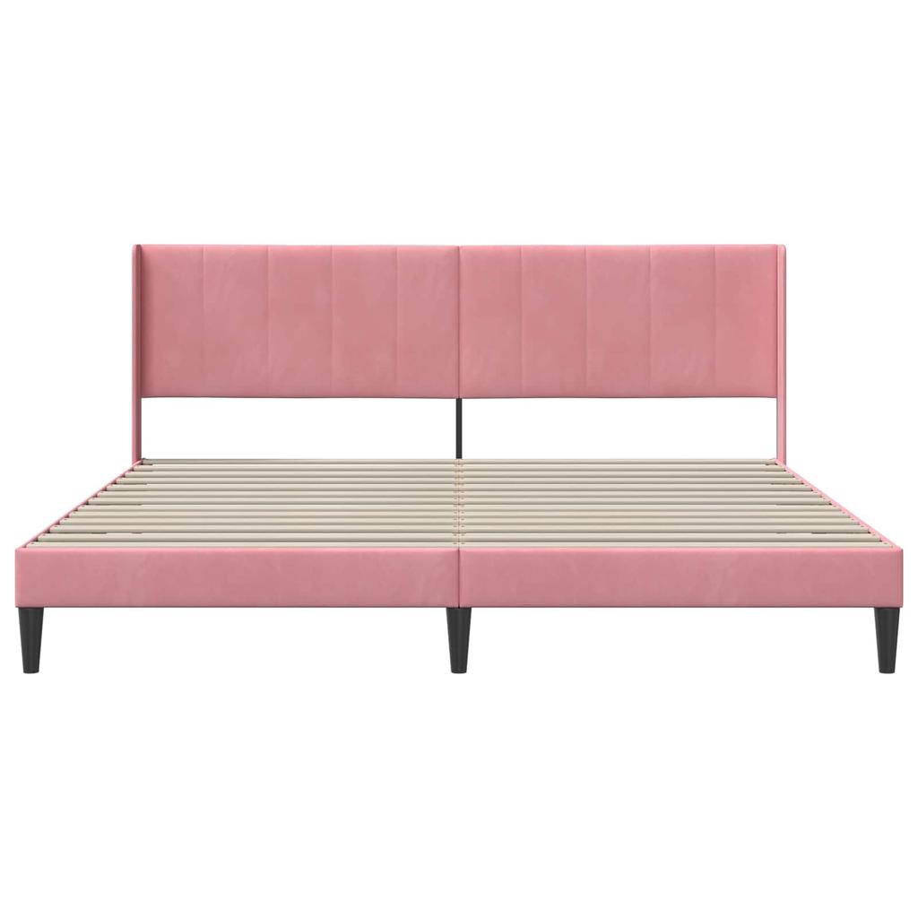 Bed Frame with Headboard Pink 200 x 200 cm Velvet