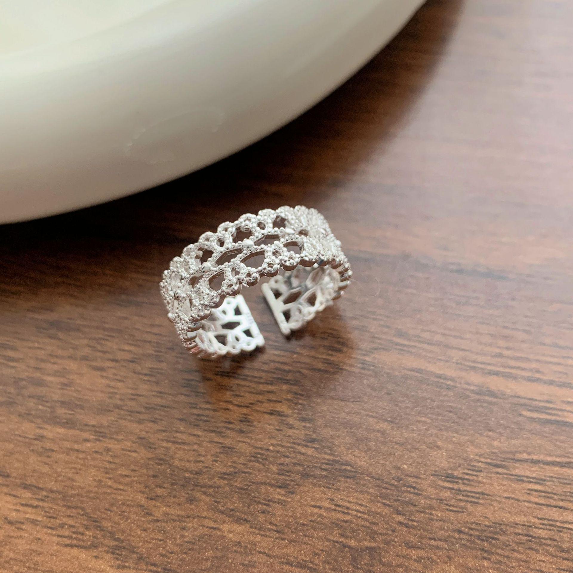 Elegant Adjustable Lace Flower Ring – New Style for Women Open Adjustable