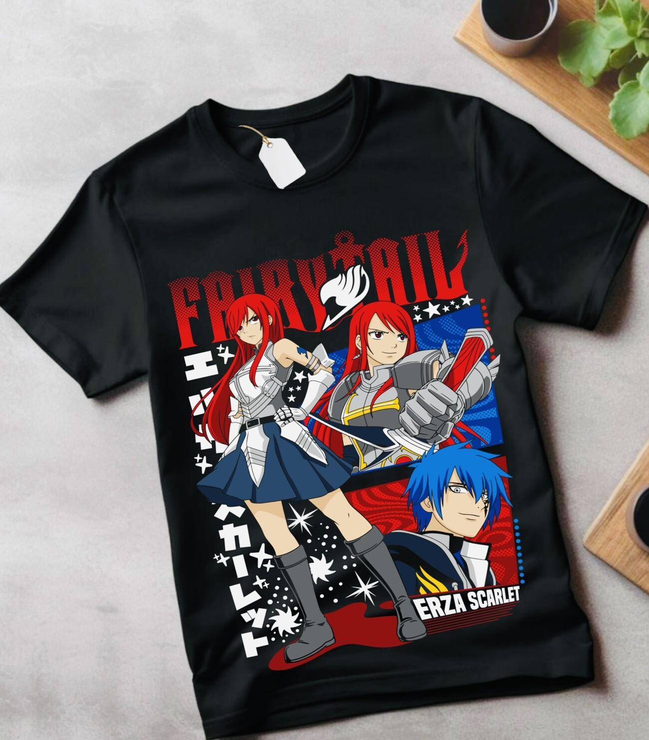 Fairy Tail T-Shirt Mens Womens Tees Top Gray Fullbuster Natsu Dragneel Girl Anime GifT Shirt Mens Womens Tees Top clothes L