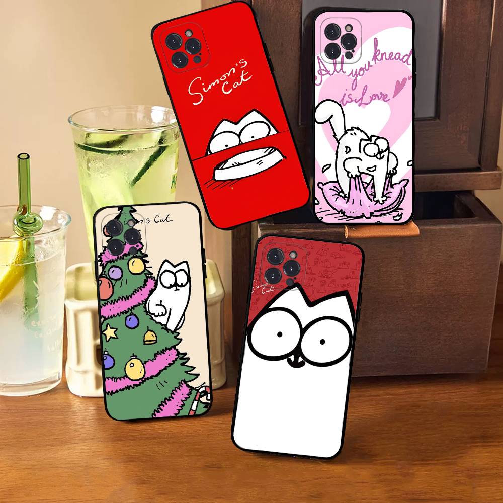 Étui de téléphone Chat Mignon S-Simons Pour IPhone 17 16 14 15 13 12 11 Pro Max Plus Silicone Housse Souple