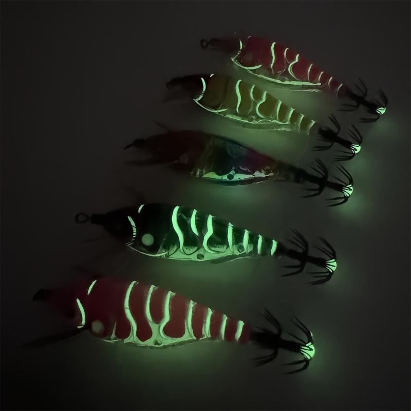 Luminously Squid Jigs Hook Fishing Lures Squid Cuttlefish Sleeve Jigs Fishing Lures Baits for Saltwater Freshwater
