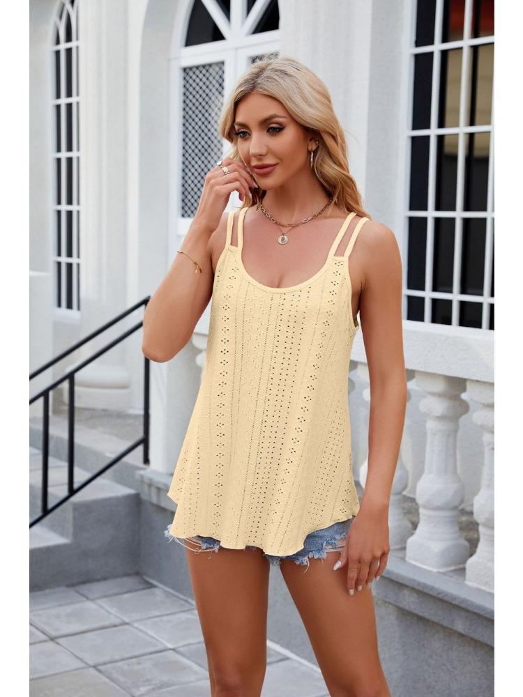 Women's Top Spring/summer T-shirt Sleeveless Suspender Hollowed Out V-neck Vest for Women