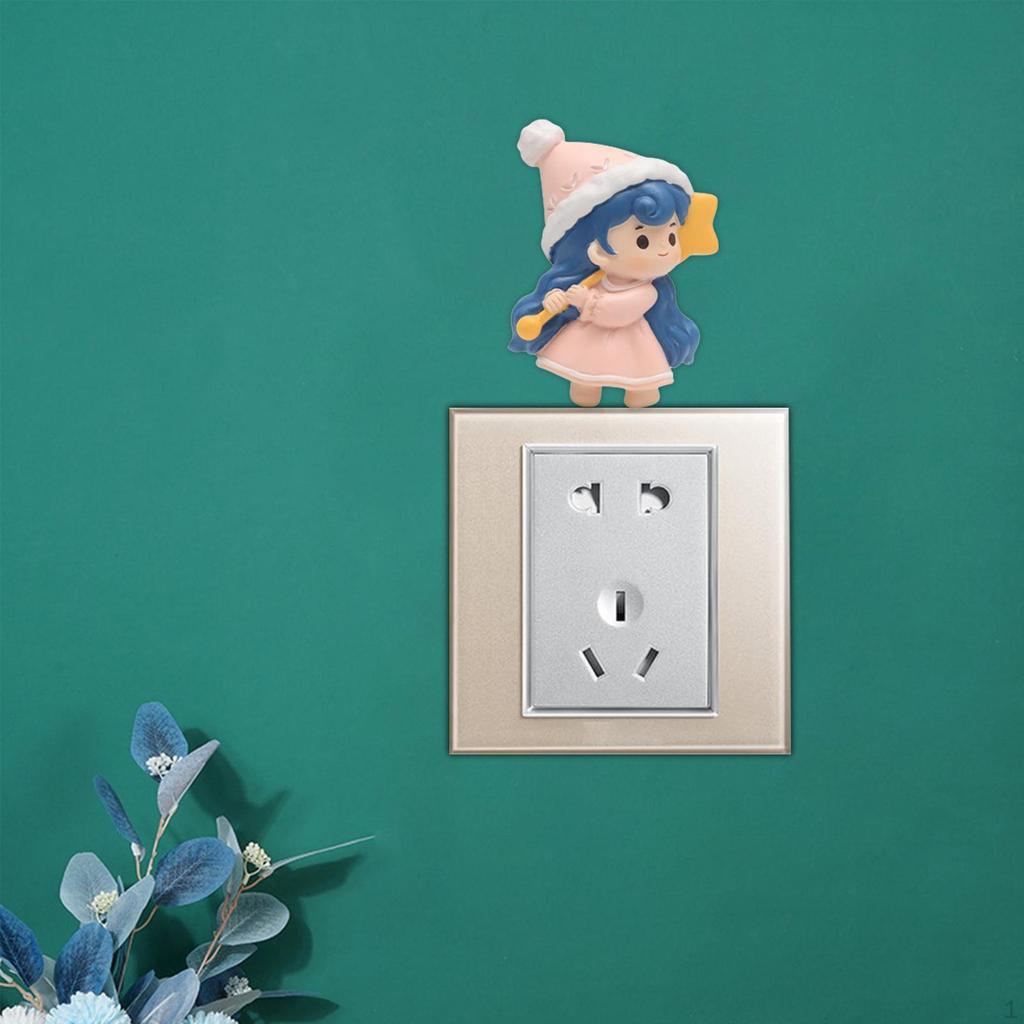 3D Cute Girl Wall Switch Stickers, Light Decals Frame Sticker for Living Room,