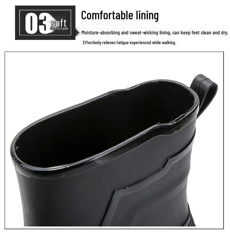 Men's Waterproof Non-Slip Rubber Work Boots - Outdoor & Kitchen, Rain & Cold Protection, Plus Velvet, Durable
