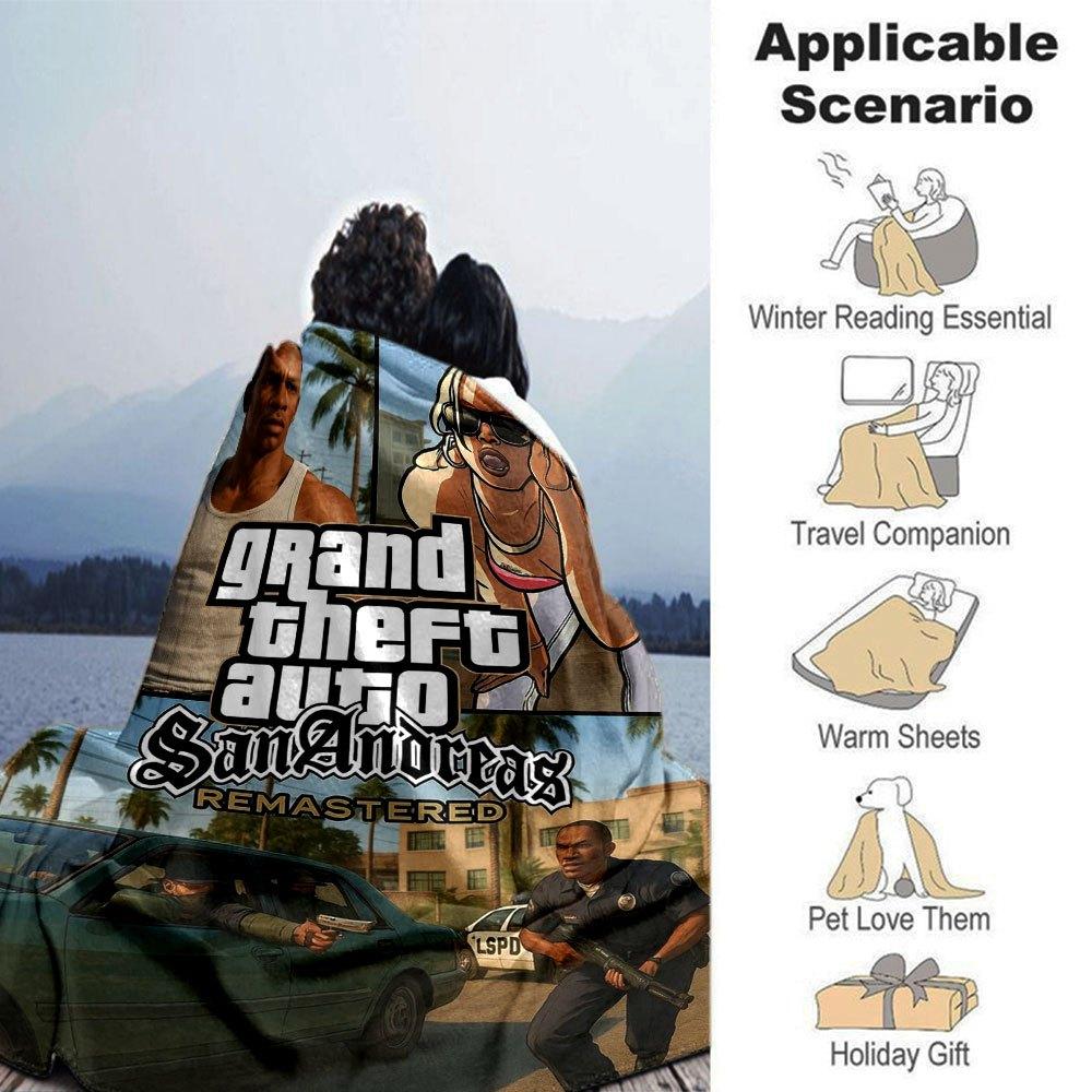 1pc Grand Theft Auto Soft Flannel Blanket with Designer Print A Cozy Blanket for All Seasons, Perfect for the Couch, Bed, Office