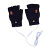 USB Heated Gloves Fingerless for Men Women Acrylic Fiber Electric Hand Warming Gloves for Winter Skiing Gaming Navy Blue