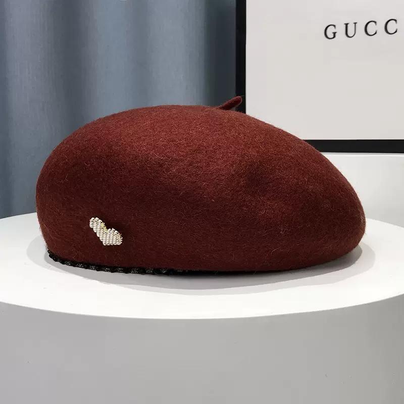 

Шерстяной берет с сердечком в Корейском стиле, модная женская шапка-бини, высокое качество, женская осенне-зимняя шапка с изображением маленького художника, шапка художника One Size