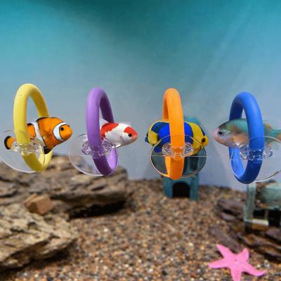 4PCS/SET Creative Suction Cup Fish Training Ring Waterproof Colorful Betta Training Circle Fish Tail Fish Teasing Aquarium