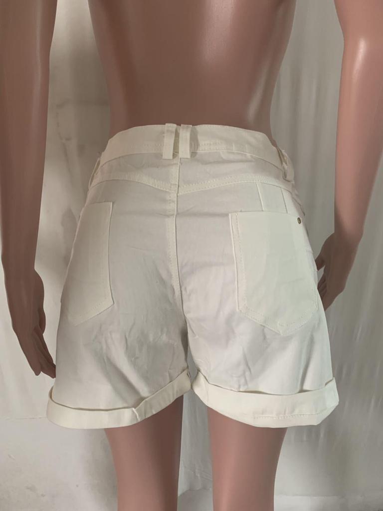 Belted Washed Denim Shorts, 5 Colors, 8 Sizes, Slight Stretch Available