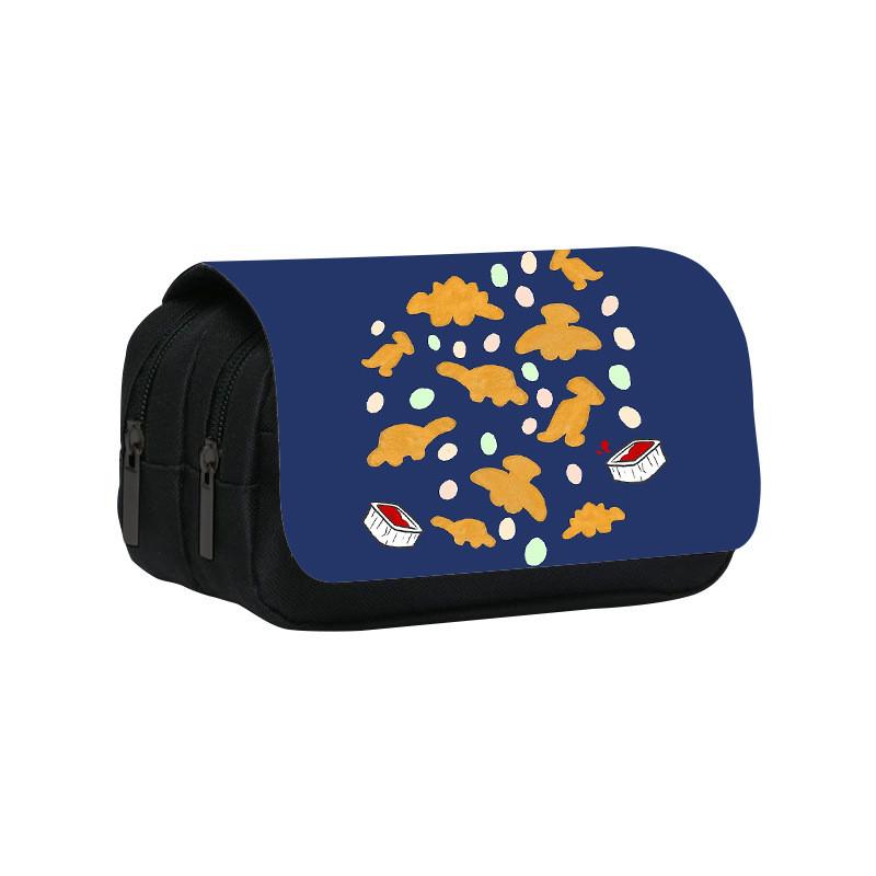 Dinosaur Chicken Nugget Double Layer Pencil Case With Nylon Material For Students And School Supplies