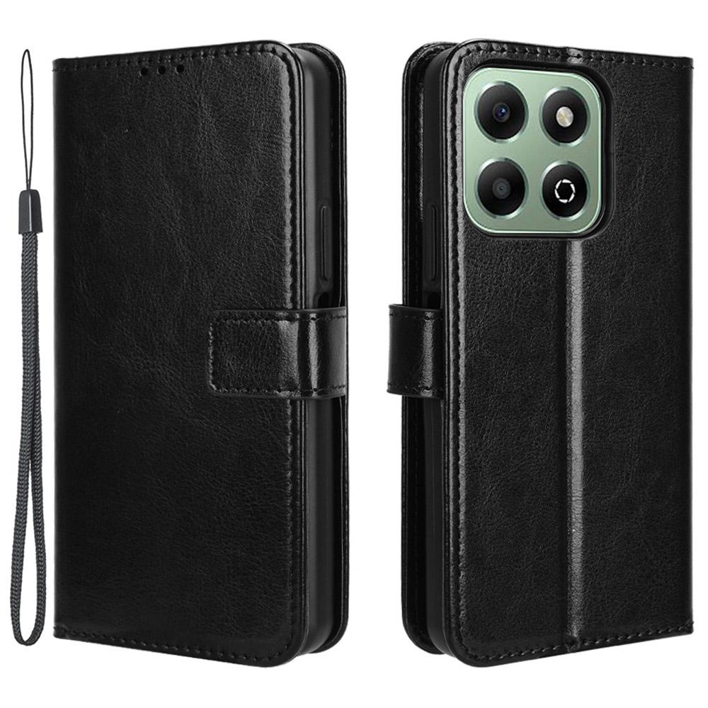 

Для Honor X6b 4G Чехол-подставка для телефона Текстура Crazy Horse Обложка-кошелек из ПУ кожи Black