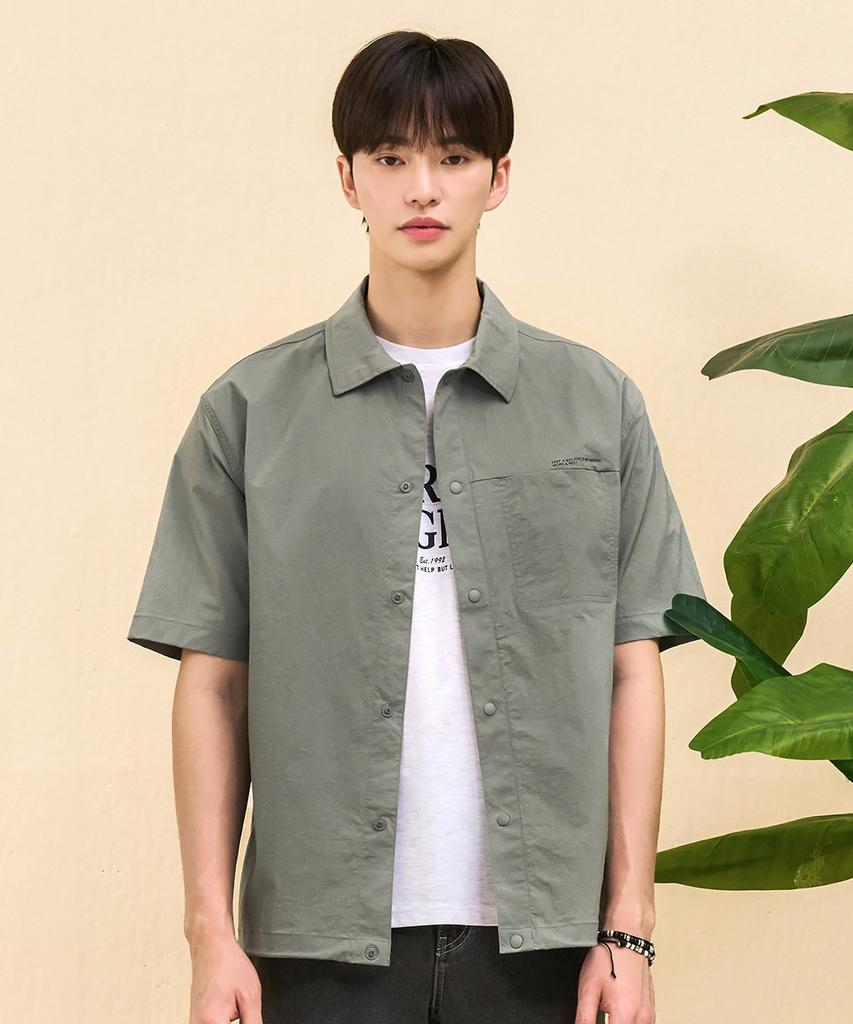 CHASECULT Men'S Stretch Short Sleeve Shirt - Khaki