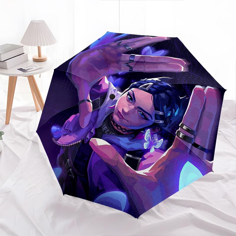 1pc Digital Art, Fantasy Character, Purple Theme, Butterfly Gloves, Futuristic Style Suitable for All Seasons UmbrellaFP203