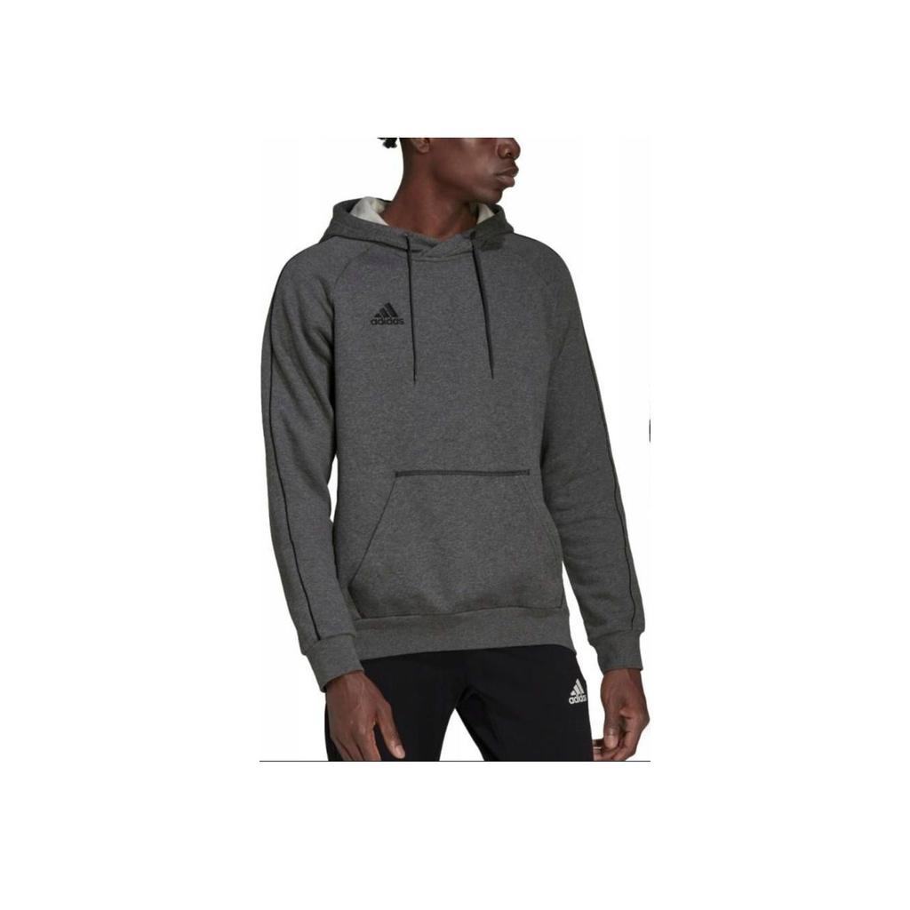 Adidas Solid Logo Print Warm Fleece-Lined Thick Soccer Sport Pullover Sweatshirt Men Tops Dark-Grey CV3327