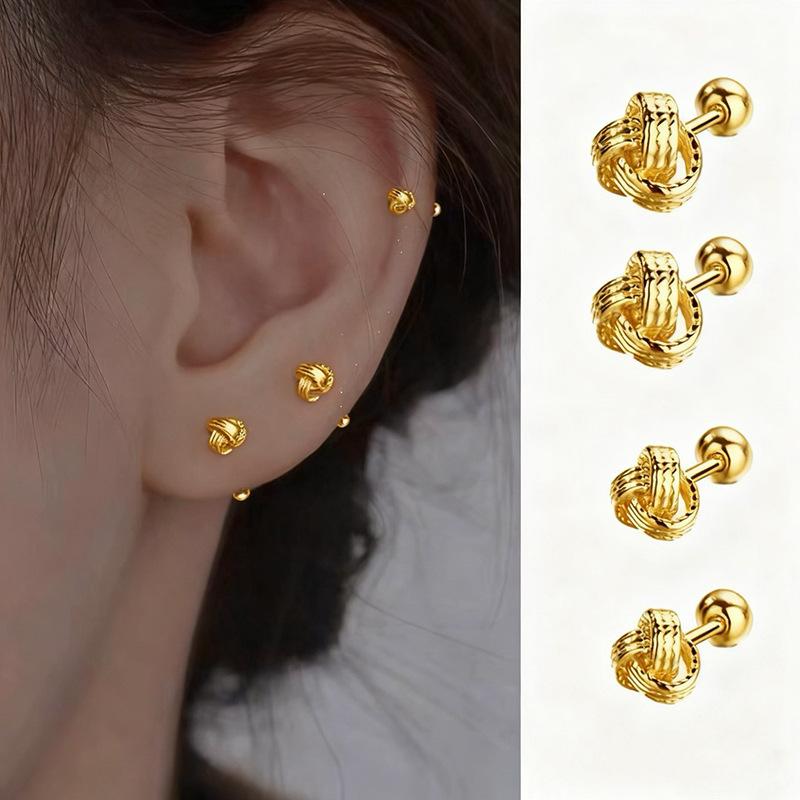 Auspicious Knot Earrings for Women Niche Premium Screw Back Tassel Ear Wire Healing Piercing Earrings