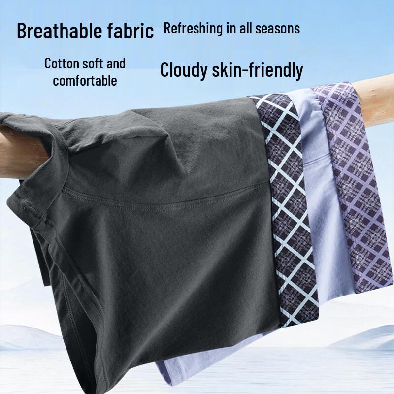 Cotton Soft Men's Pure Cotton Antibacterial Boxer Briefs Multipack