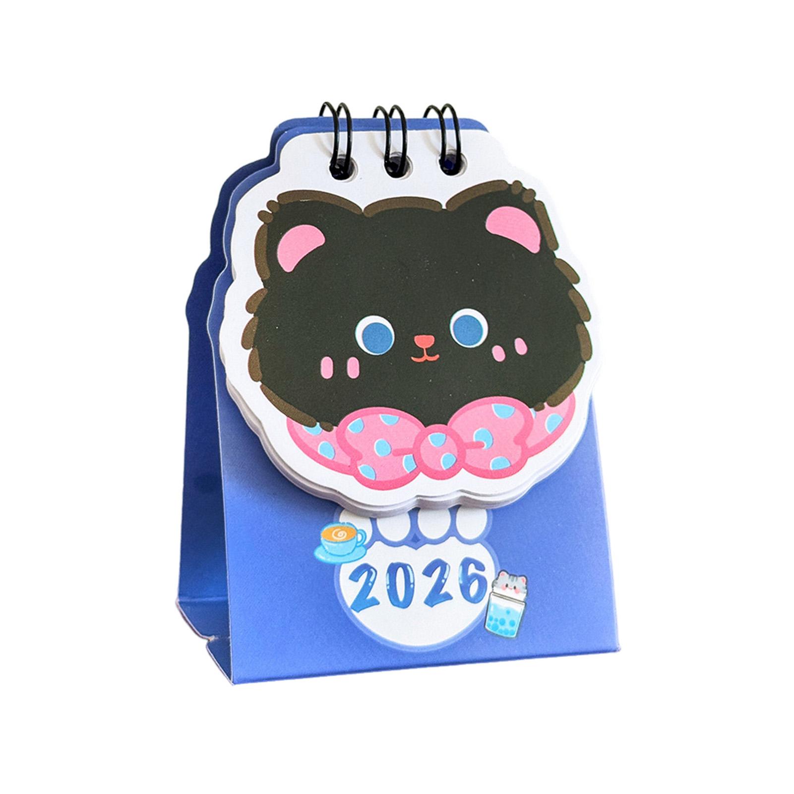 

2026 Desk Calendar Cute Cat Themed Mini for Students Double Coil Design Small Format Calendar Pocket-Sized Cat Theme Monthly