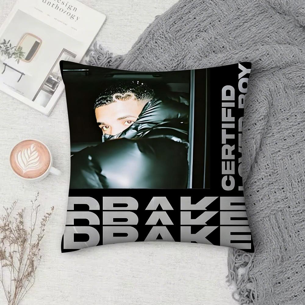 D-Drake For All the Dogs Pillow Case Square Double-Sided Printing Short Plush Sofa Cushion Cover Bedside Pillow