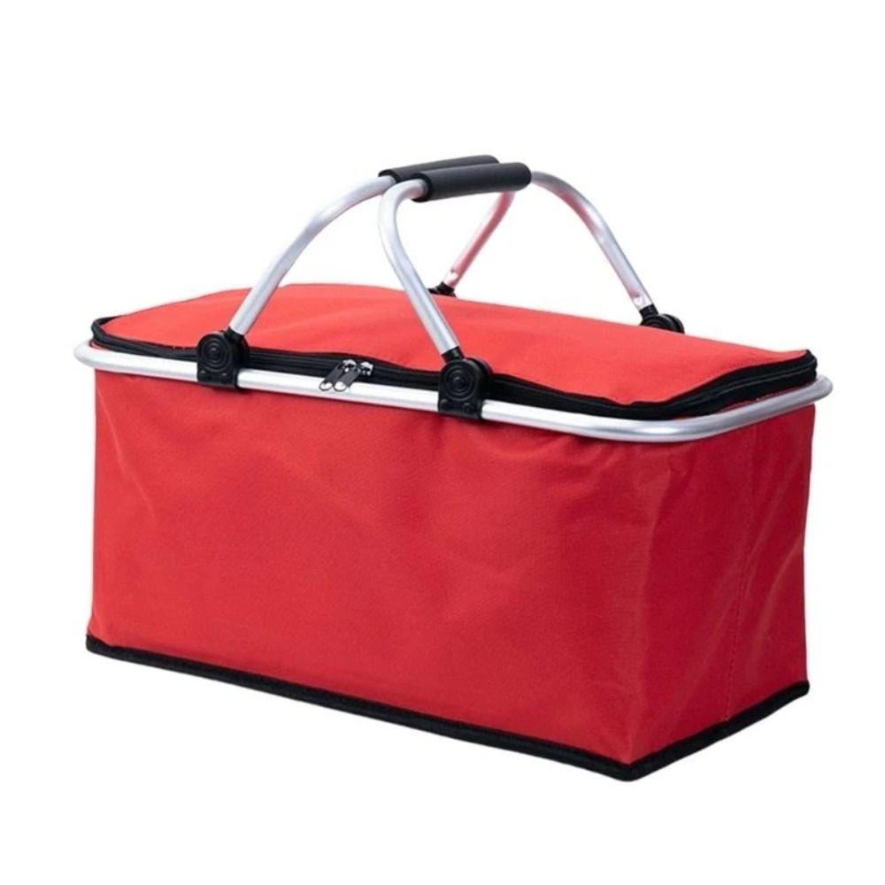 Foldable Picnic Food Bag Large Capacity Insulation Storage Basket Insulated Cooler Bag  Car