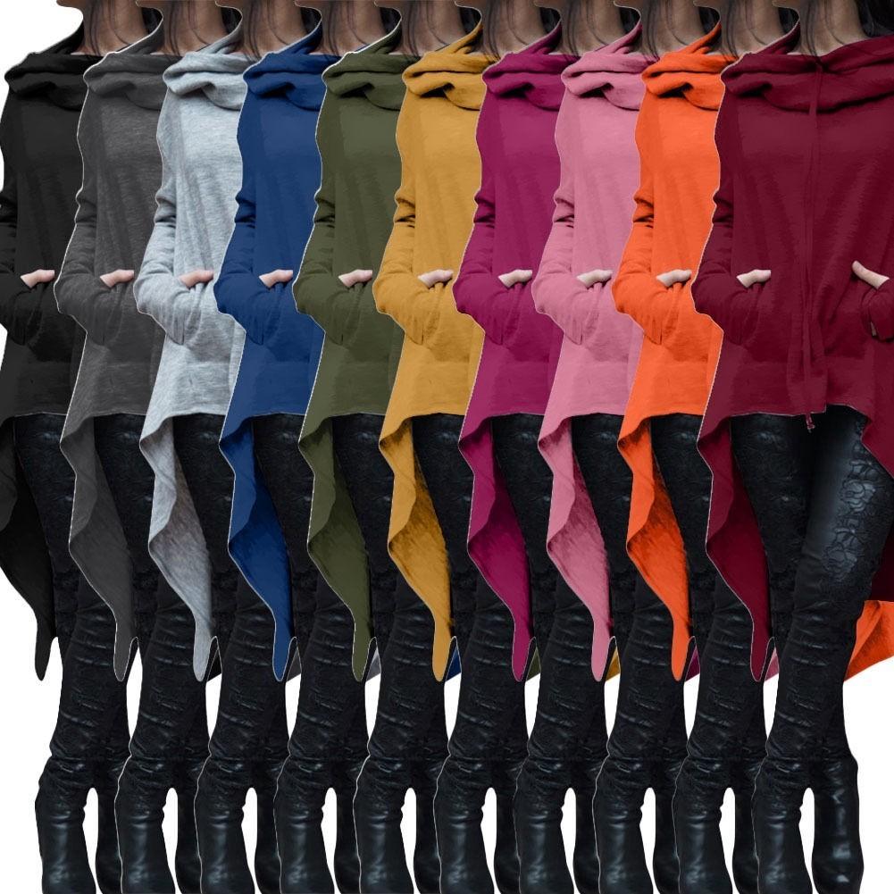 Felpa con Cappuccio da Donna Pulli Con Cappuccio Asimmetrico Lungo e Design Accogliente del Maglione