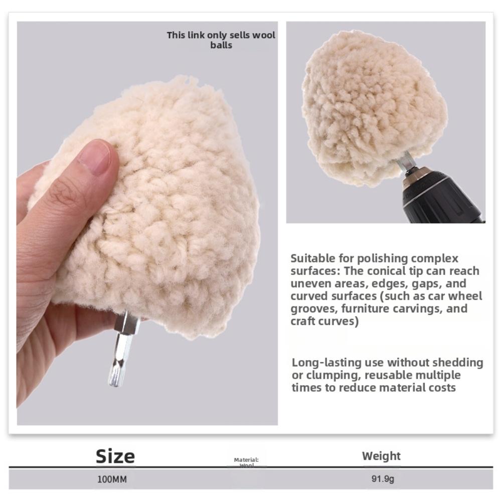 4inch 100mm Wool Buffing Ball Hex Shank Wool Polishing Wheel For Metal Wood Buffing Polishing Jewelry Metals Rotary Tool