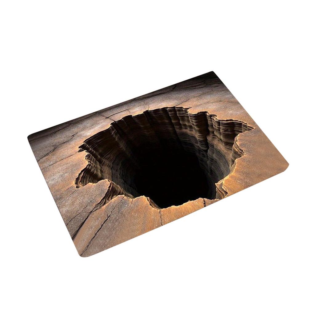 Front Door Mat Indoor Outdoor Entrance, 3D Optical All-Weather Doormat, Optical Rug Ground Crack Rug 3D Rugs, Easy Clean Patio Porch