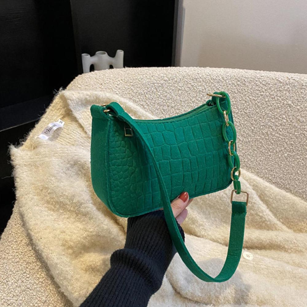 Fashi Felt Cloth Pattern Shoulder Bags For Women Small Handle Underarm Bag Clutch Luxury Solid Color Female Handbag With Purse