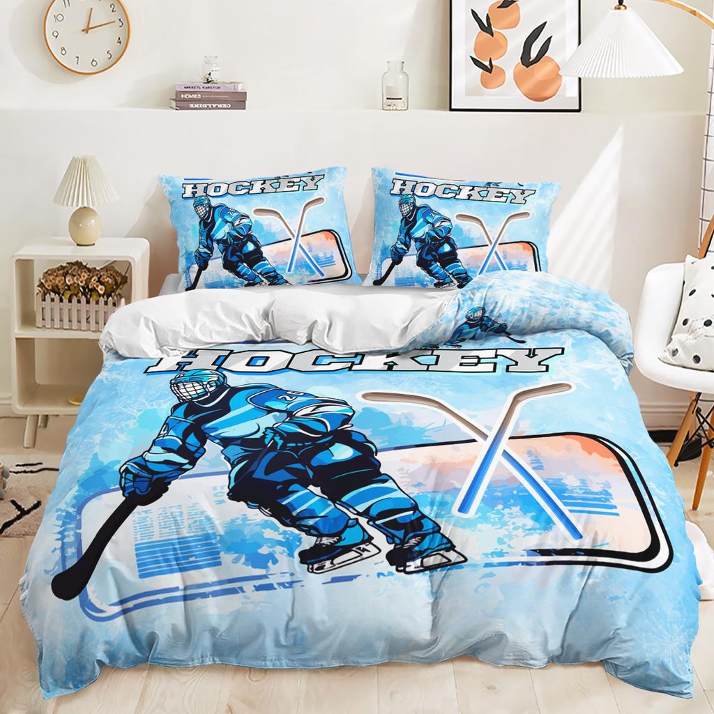 Funda nórdica con estampado digital 3D de fútbol, funda de almohada, juego de cama de tres piezas para dormitorio