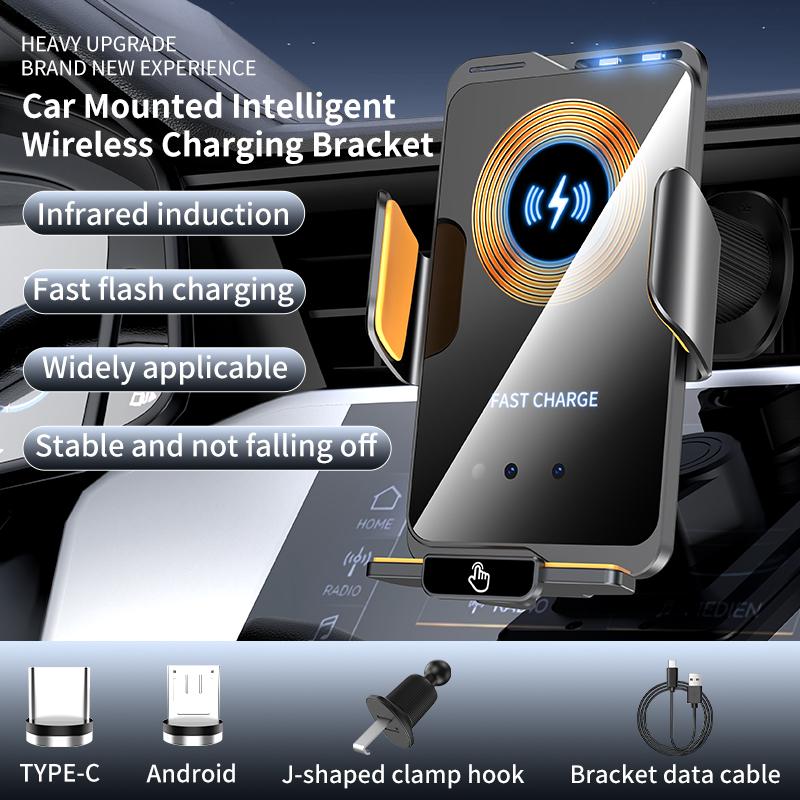 Hot Selling Smart Sensing 66W Fast Wireless Charging Stand Magnetic Suction 360 Rotation Wireless Car Mount Type-C