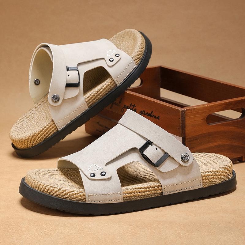 

Fashion CYYTL Mens Summer Slippers Casual Shoes Beach Sandals Outdoor Slides Leather Walking Comfort Luxury Designer Fashion Lightweight 44