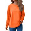 Women's Fashion Loose Round Neck T-Shirt Solid Color Casual Long Sleeve Top