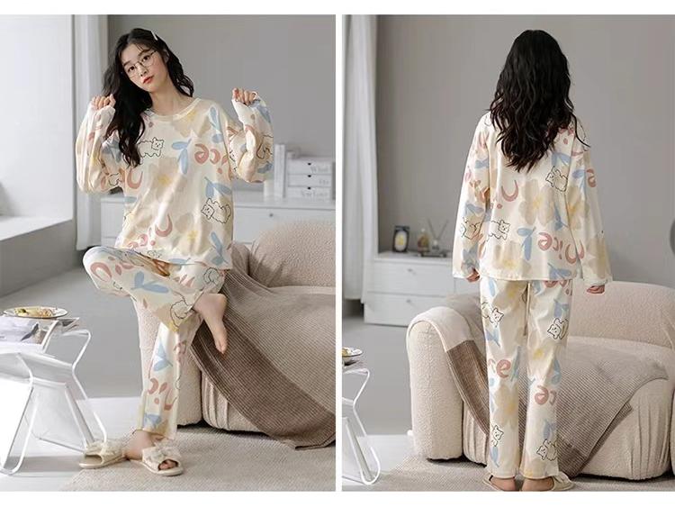2024 Women's Cute Cartoon Pajamas Set: Spring Autumn Thermal Underwear, Plus Size Home Wear, Also Suitable for Outdoor Use